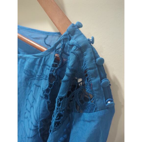 Akemi + Kin Anthropologie Blue Eyelet Meadow Midi Dress - Picture 3 of 6